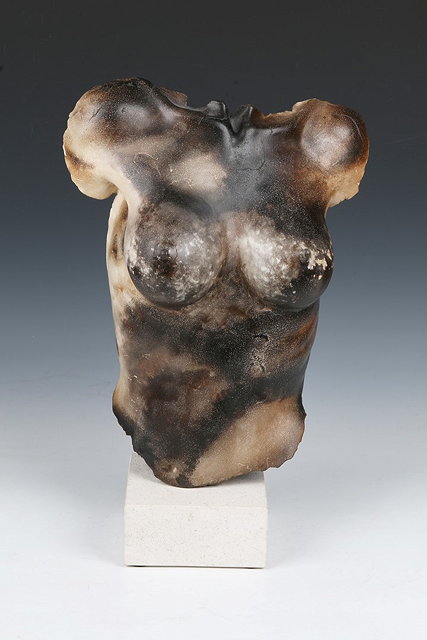 Appraisal: Angela Farquharson British Contemporary Torsosmoke fired rakuinitialledon square base cm