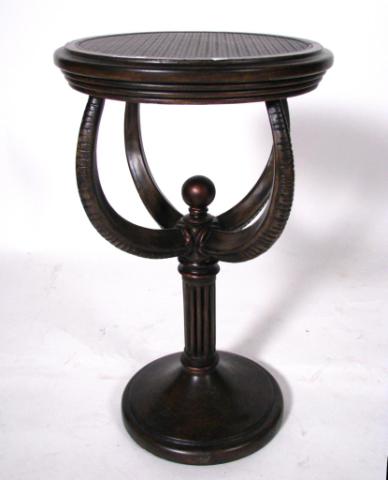 Appraisal: Round accent table with sculptural base and woven style top