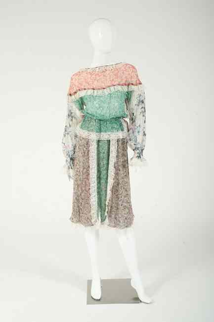 Appraisal: KOOS VAN DEN AKKER SILK AND LACE BLOUSE AND SKIRT