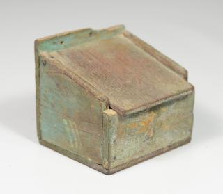 Appraisal: Miniature Salt Box painted green-blue small loss at top right