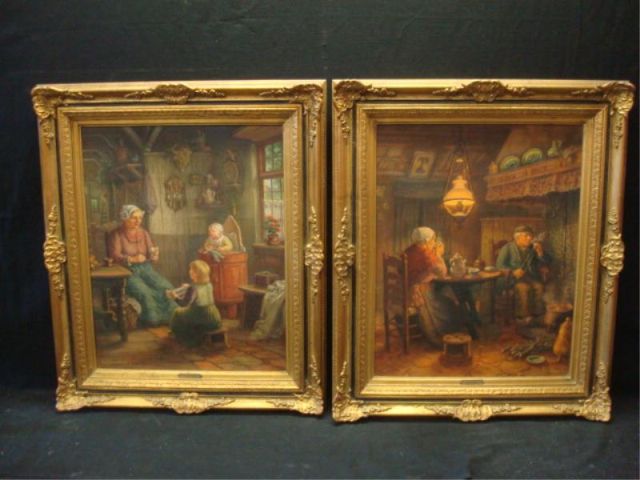 Appraisal: Oils on Canvas SGD VAN STRAATEN Interior genre From a