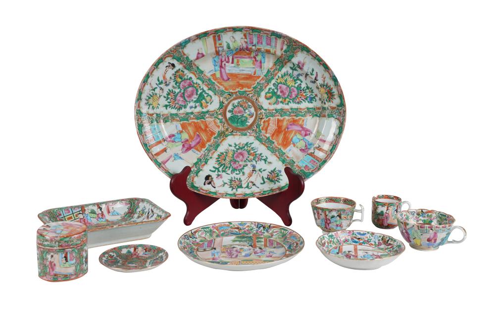 Appraisal: GROUP OF CANTON FAMILLE ROSE DISHESassorted pieces of various patterns