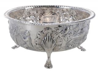 Appraisal: English Silver Footed Bowl London round gadroon rim pad feet