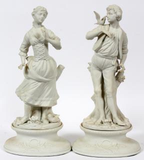 Appraisal: LENWILE CHINA PARIAN BISQUE PORCELAIN FIGURES PAIR LENWILE CHINA PARIAN