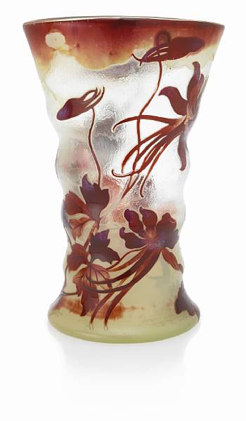 Appraisal: A Gall cameo glass columbine vase circa signed Gall in