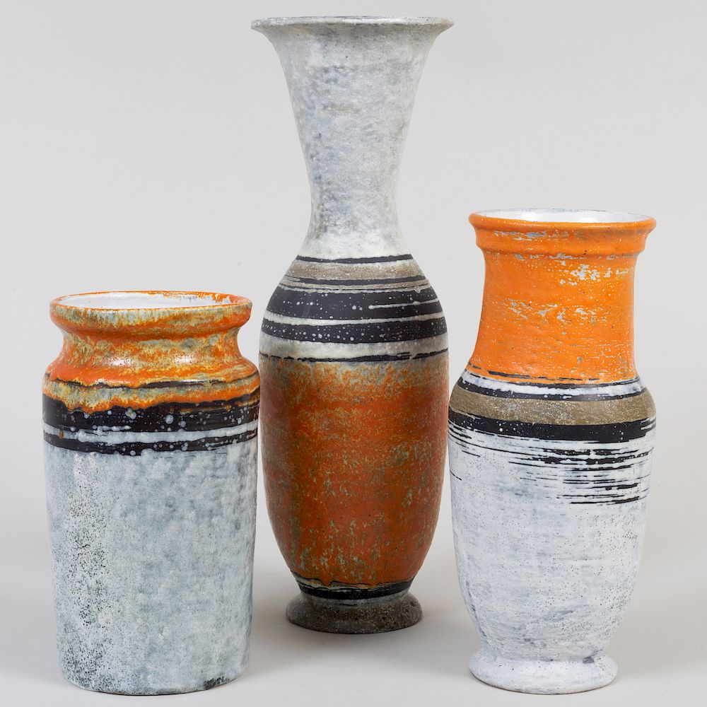 Appraisal: Three Gorka Livia Pottery Vases Each signed 'Gorka Livia' The