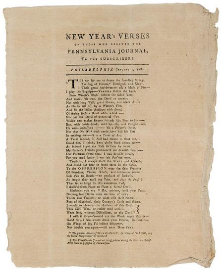 Appraisal: PENNSYLVANIA JOURNAL Carrier s Address New Year s Verses of