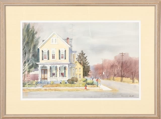 Appraisal: House on the Corner Lambertville New Jersey dated Dec watercolor