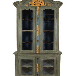 Appraisal: A French or Italian Painted Vitrine Cabinet th th Century