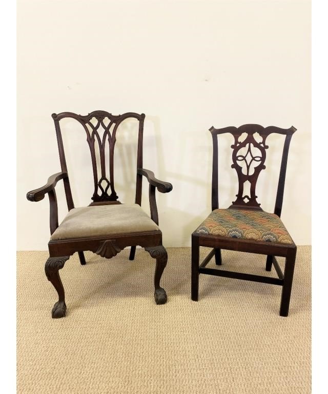 Appraisal: Philadelphia Chippendale mahogany side chair th c having a slip