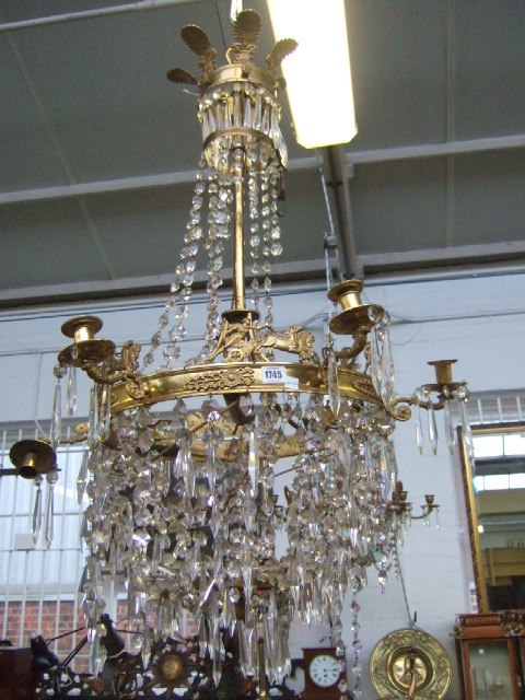 Appraisal: A French glass lustre and gilt bronze chandelier late th