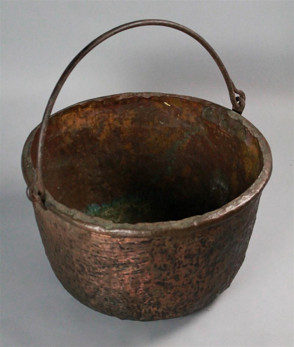 Appraisal: COPPER APPLE BUTTER KETTLE of monumental size with weathered patina