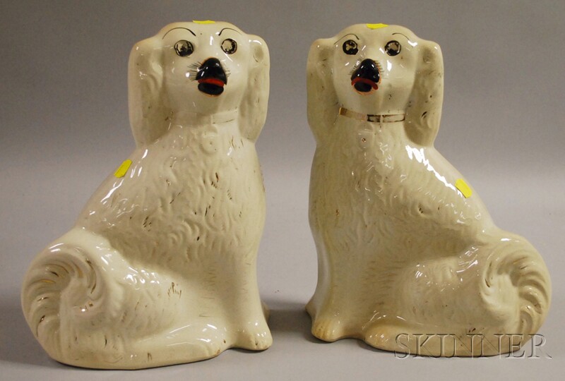 Appraisal: Pair of English Staffordshire Seated Spaniels ht in