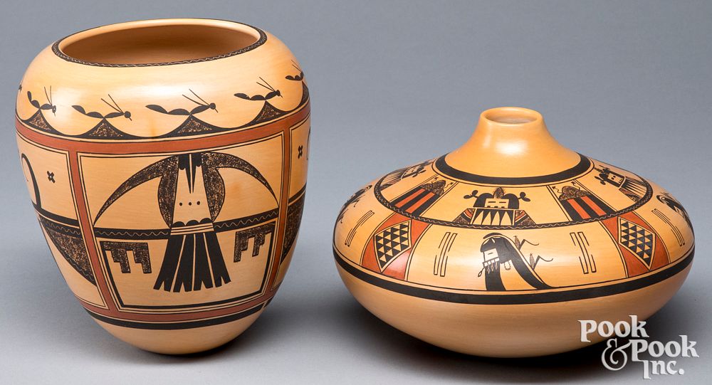 Appraisal: Two Gloria Mahle Hopi Pueblo polychrome pottery Two Gloria Mahle