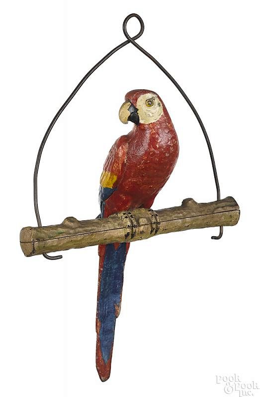 Appraisal: Scarce Hubley cast iron hanging parrot Scarce Hubley cast iron