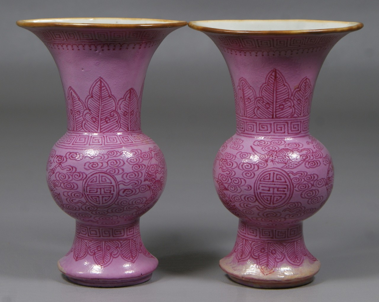 Appraisal: Pair of Chinese Export Porcelain Wall Pockets decorated in Rose