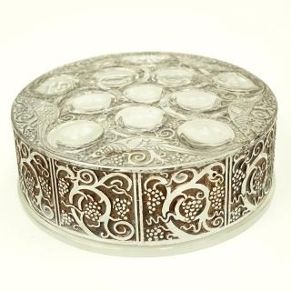 Appraisal: Lalique Roger Crystal and Enamel Covered Box Lalique Roger Crystal