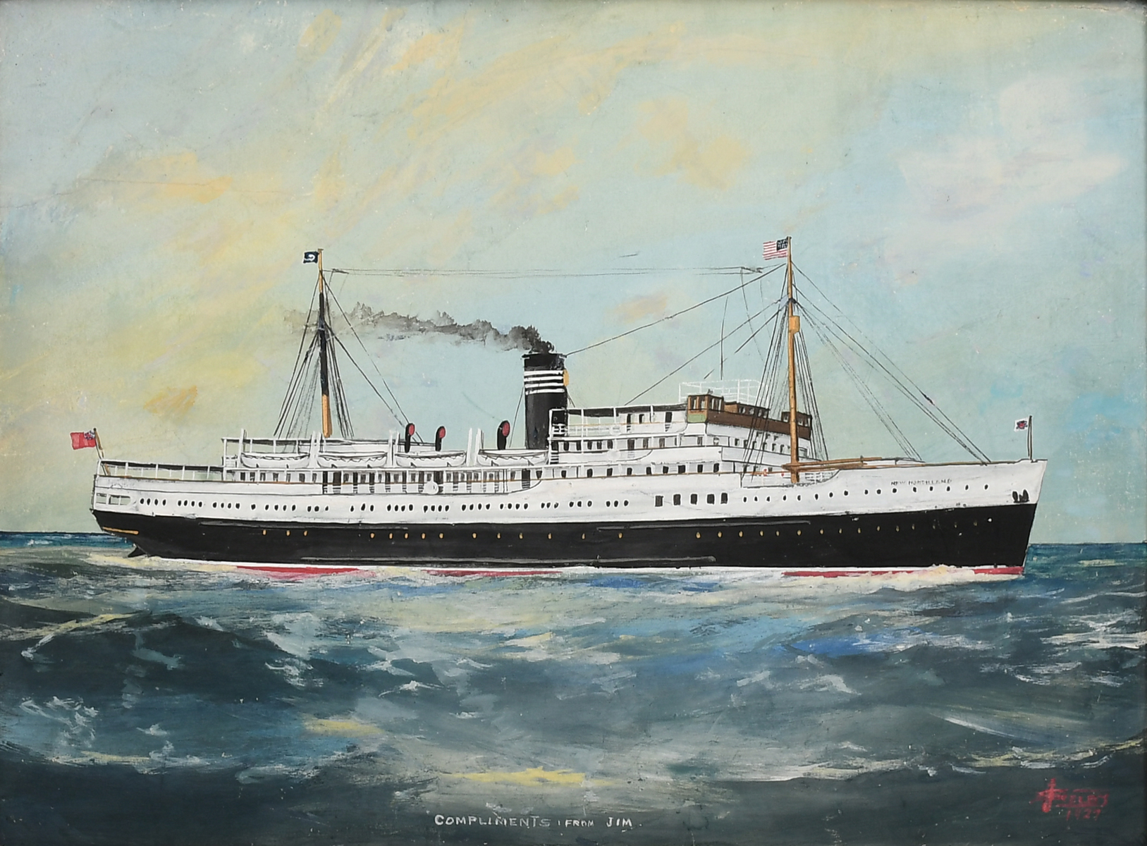 Appraisal: SELBY Joe American - Ocean Liner Portrait Gouache Board ''