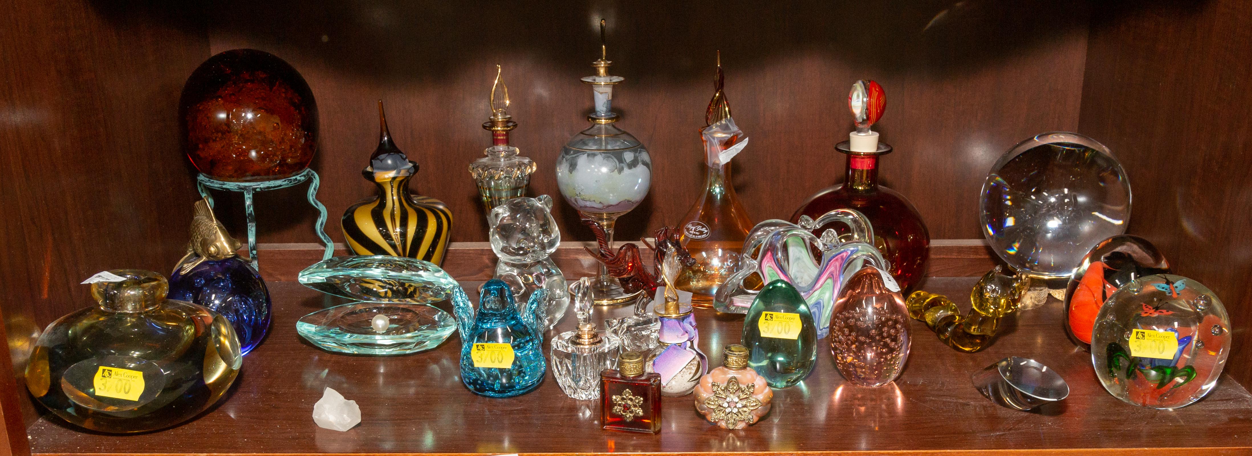 Appraisal: SELECTION OF CONTEMPORARY ART GLASS Including paperweights perfume bottles and