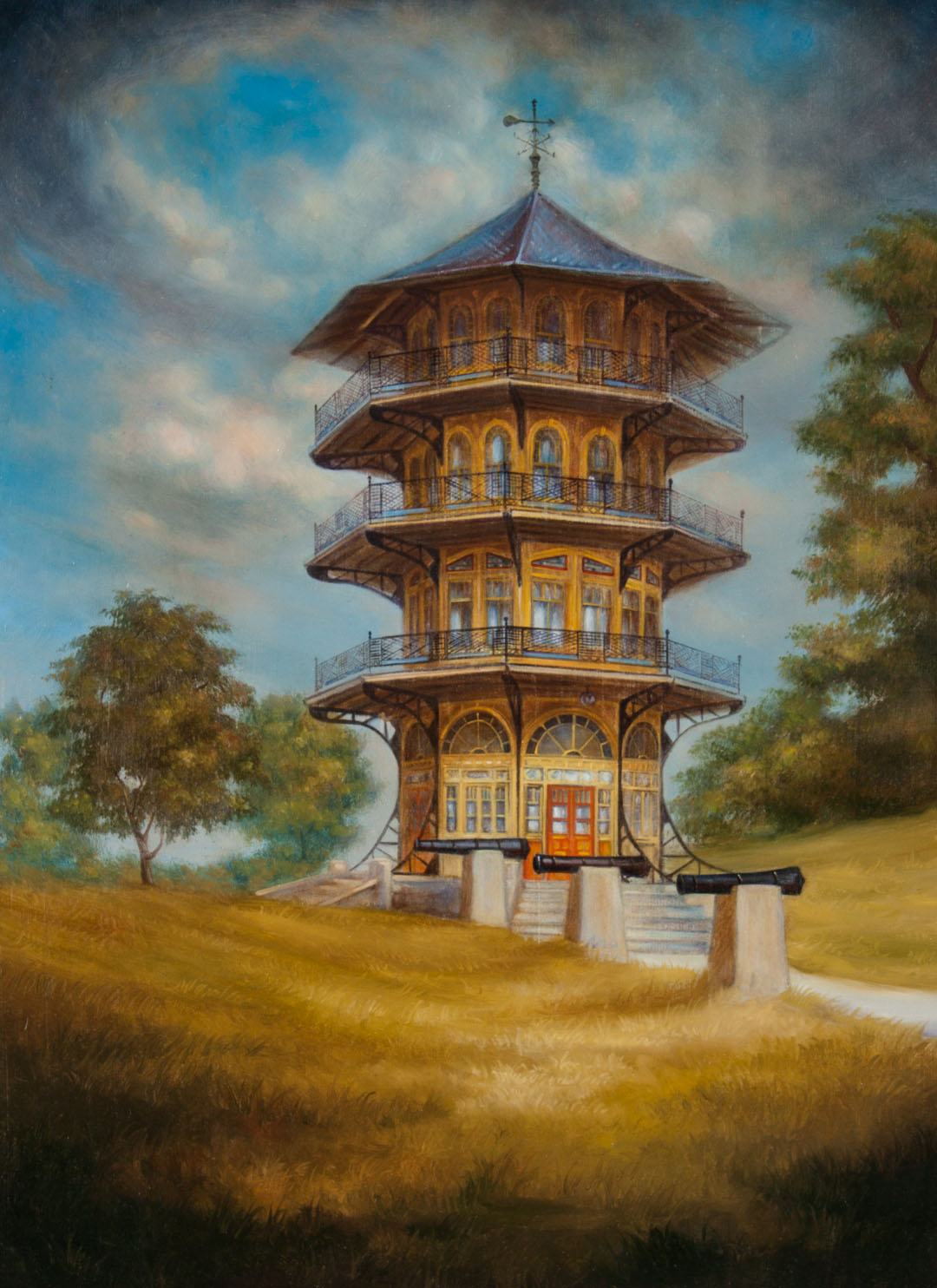 Appraisal: Gemmalis Pagoda Patterson Park oil on board American th century