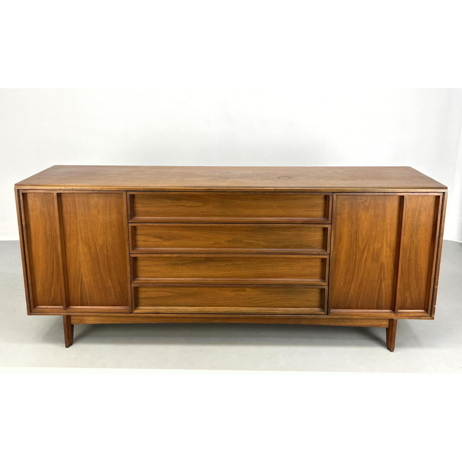 Appraisal: American modern Walnut Credenza Sideboard Raised on legs Marked Dimensions