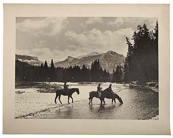 Appraisal: Charles J Belden Photograph of Cowboys Watering Horses in Stream