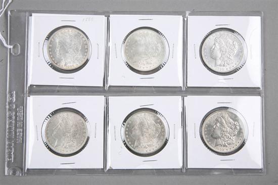 Appraisal: SIX MORGAN SILVER DOLLARS Years include and