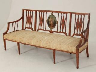 Appraisal: ENGLISH HEPPLEWHITE ADAMS PAINTED SETTEE FINE ENGLISH HEPPLEWHITE ADAMS PAINTED