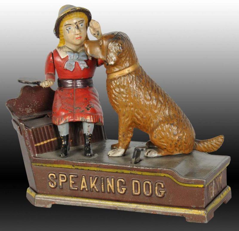 Appraisal: Cast Iron Speaking Dog Mechanical Bank Description Manufactured by J