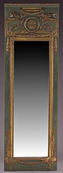 Appraisal: A Louis XVI painted and parcel gilt pier mirror third