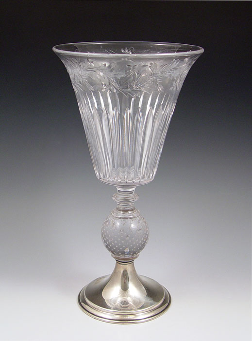 Appraisal: SIGNED HAWKES STERLING MOUNTED CUT GLASS VASE Sterling base control