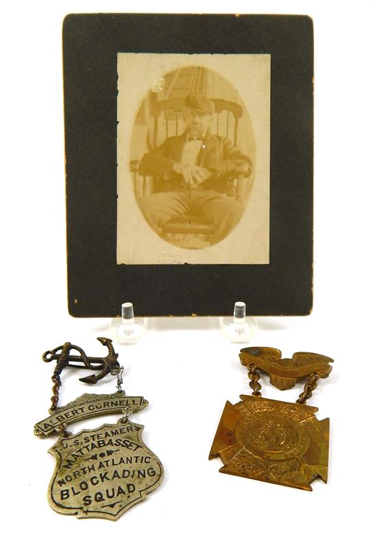 Appraisal: Two post-Civil War medals and photograph three pieces Albert Cornell's