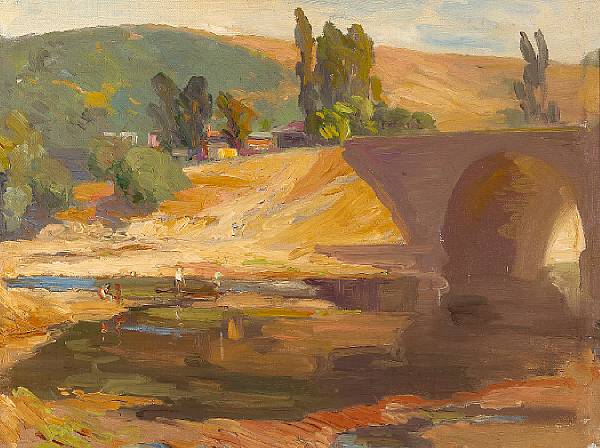 Appraisal: Franz Arthur Bischoff American - Arroyo Seco with figures unsigned