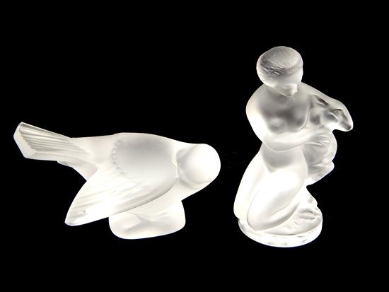 Appraisal: Rene Lalique French - two glass sculptures marked Lalique France