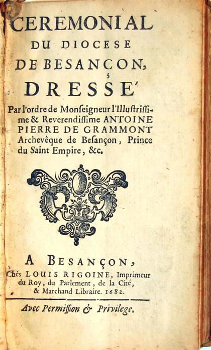 Appraisal: vol Ceremonial du Diocese de Besancon Besancon Louis Rigione First