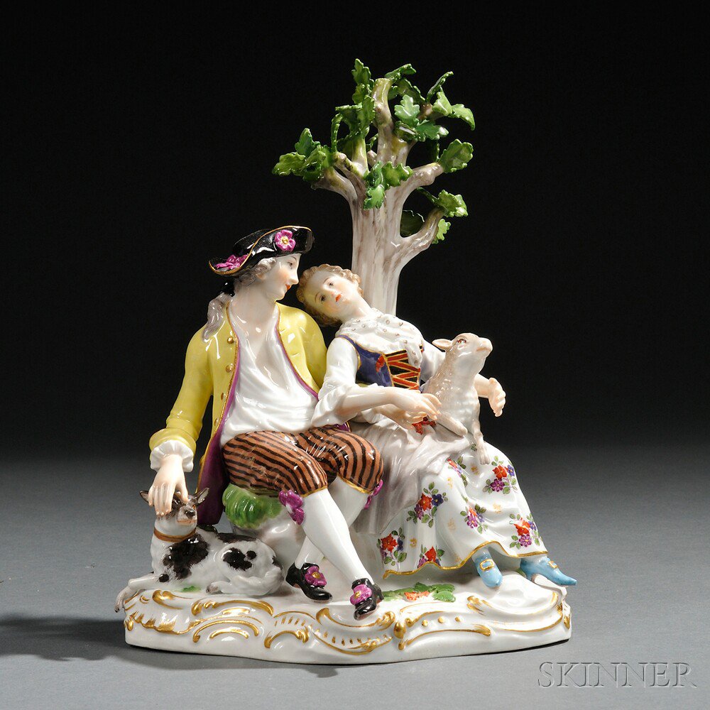 Appraisal: Meissen Porcelain Figure Group of a Shepherd and Shepherdess Saxony