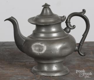 Appraisal: Middletown Connecticut pewter teapot th c bearing the touch of