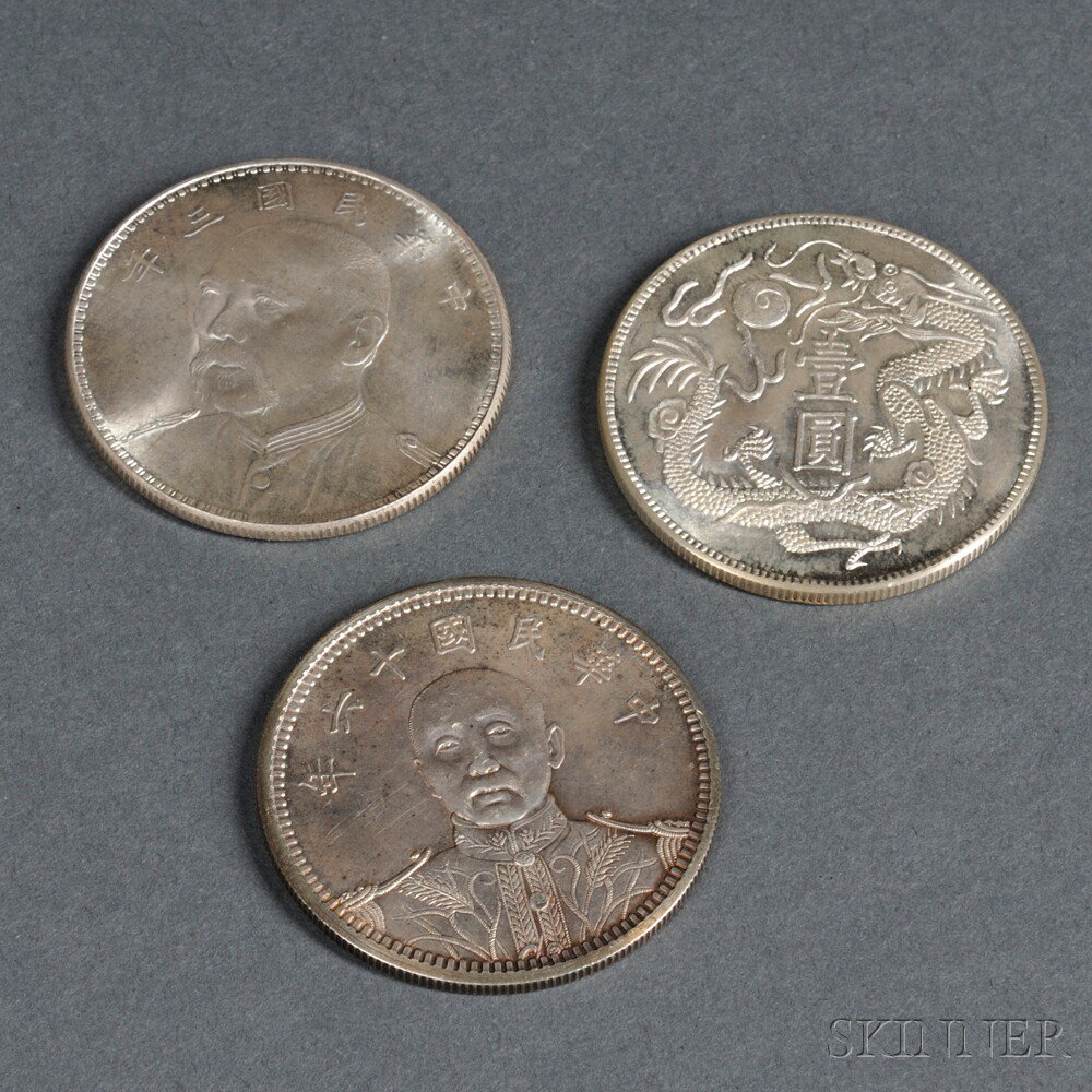 Appraisal: Three Silver Coins China a one-yuan a one-yuan and a