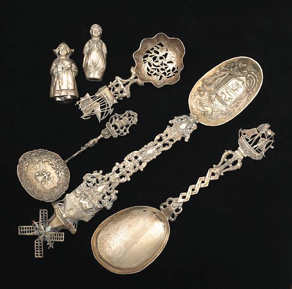 Appraisal: A group of nine Dutch and Dutch style silver flatware