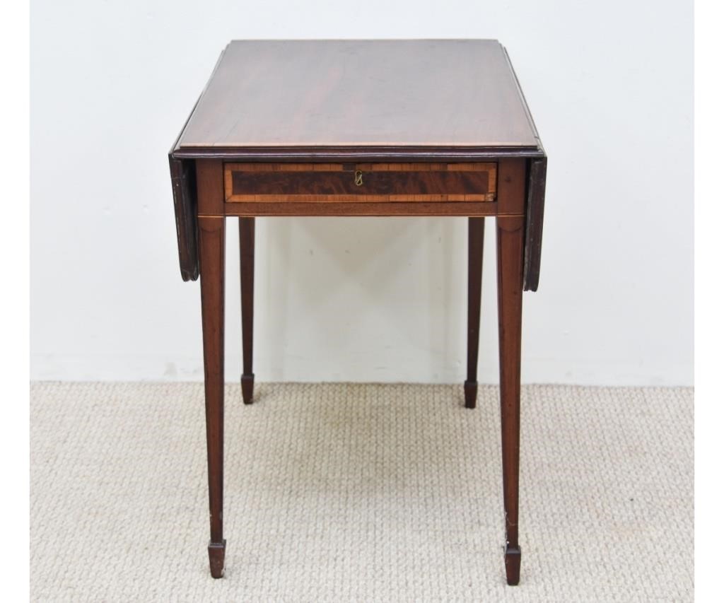 Appraisal: Banded and inliad mahogany English Hepplewhite Pembroke table late th