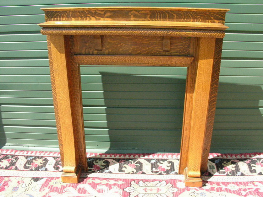 Appraisal: AMERICAN TIGER OAK FIREPLACE MANTLE Size Opening - by Overall