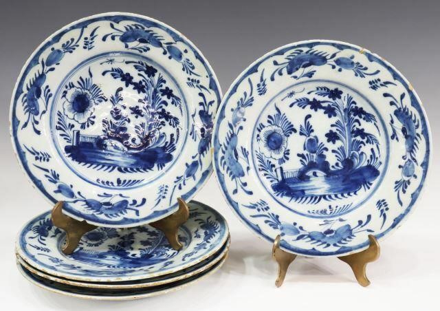 Appraisal: lot of Delft blue and white faience plates late th