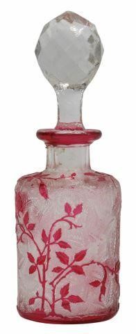 Appraisal: French cranberry-cut-to-clear glass perfume scent bottle attributed to Baccarat c