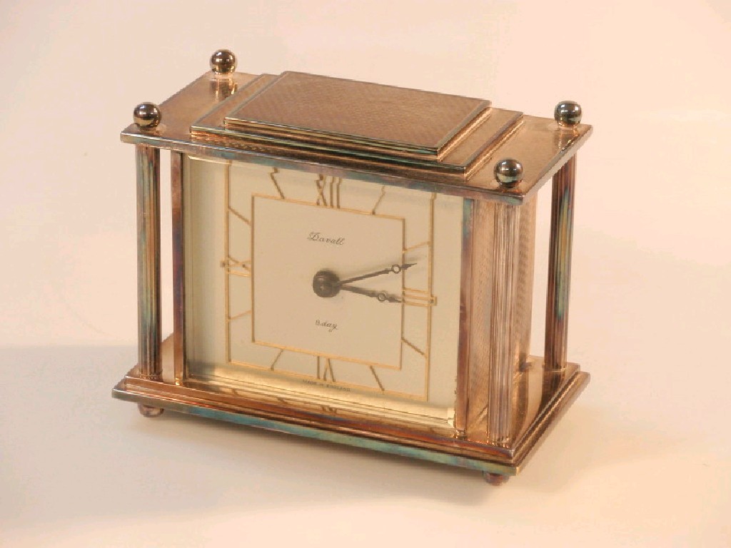 Appraisal: A mid thC electroplated mantel clock with a Davell timepiece