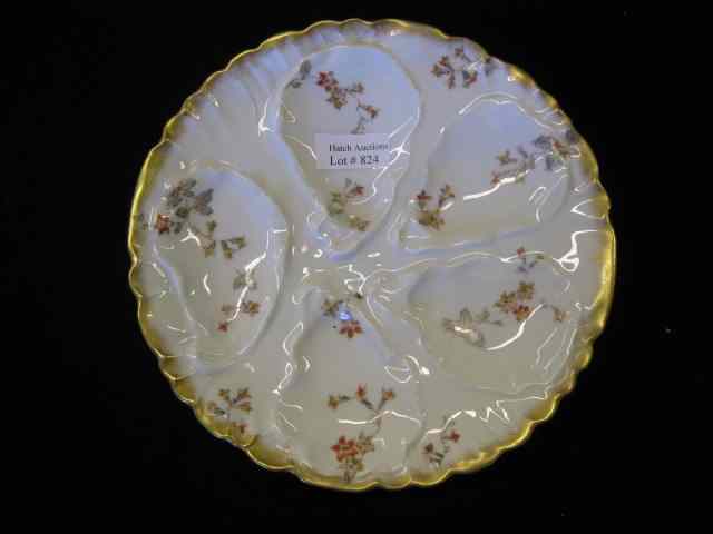 Appraisal: Victorian Haviland Limoges Porcelain Oyster Plate floral sprays gold trim