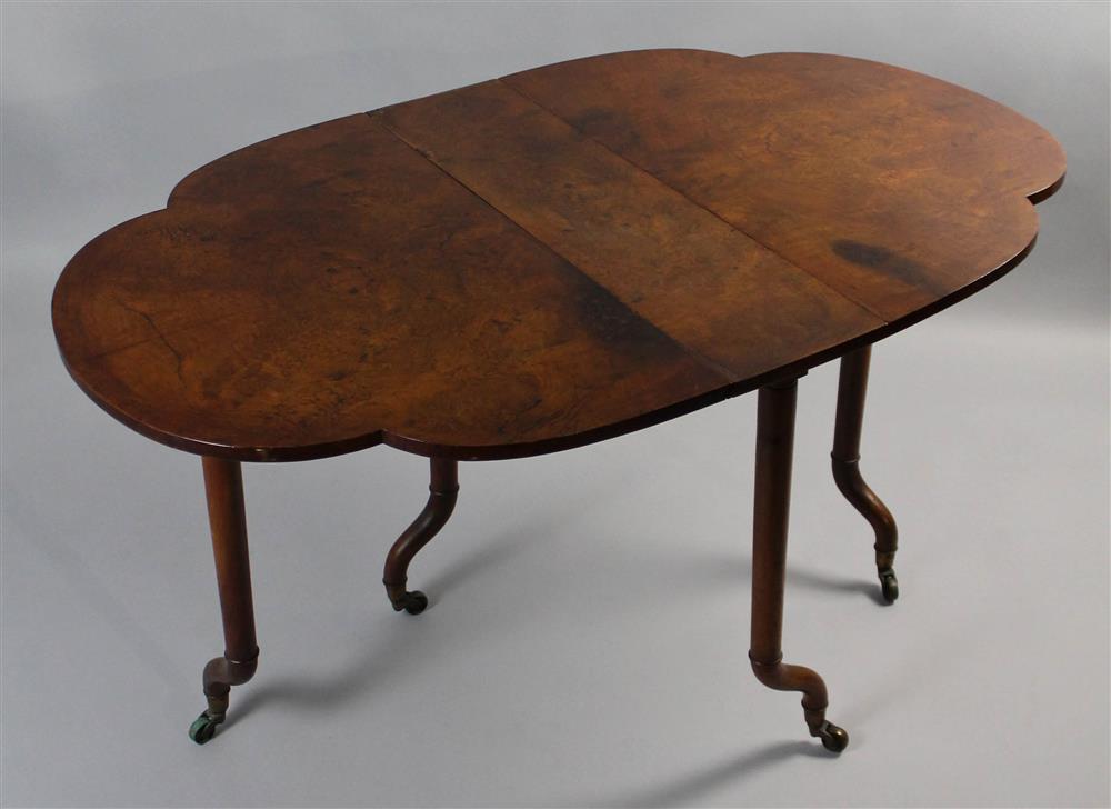 Appraisal: ENGLISH WALNUT DROP LEAF TUCK-AWAY TABLE mid th C having