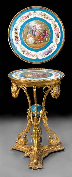 Appraisal: A Napoleon III gilt bronze mounted porcelain gu ridon third