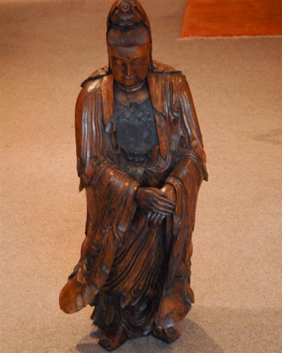 Appraisal: Large Carved Wood Quan-Yin H