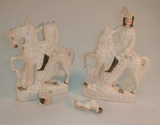 Appraisal: A pair of Staffordshire equestrian figures of William III both