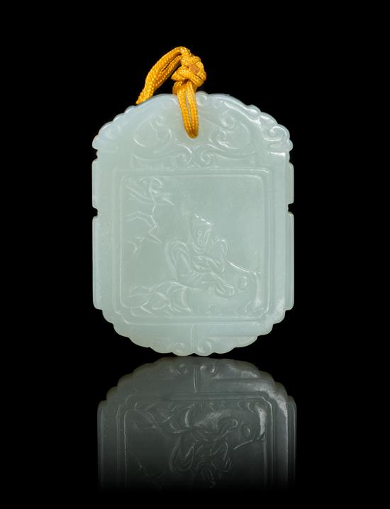 Appraisal: Sale Lot A Carved Celadon Jade Pendant the even celadon